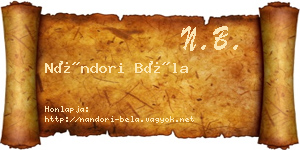 Nándori Béla névjegykártya